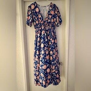 Floral Blue and Pink Women's Dress